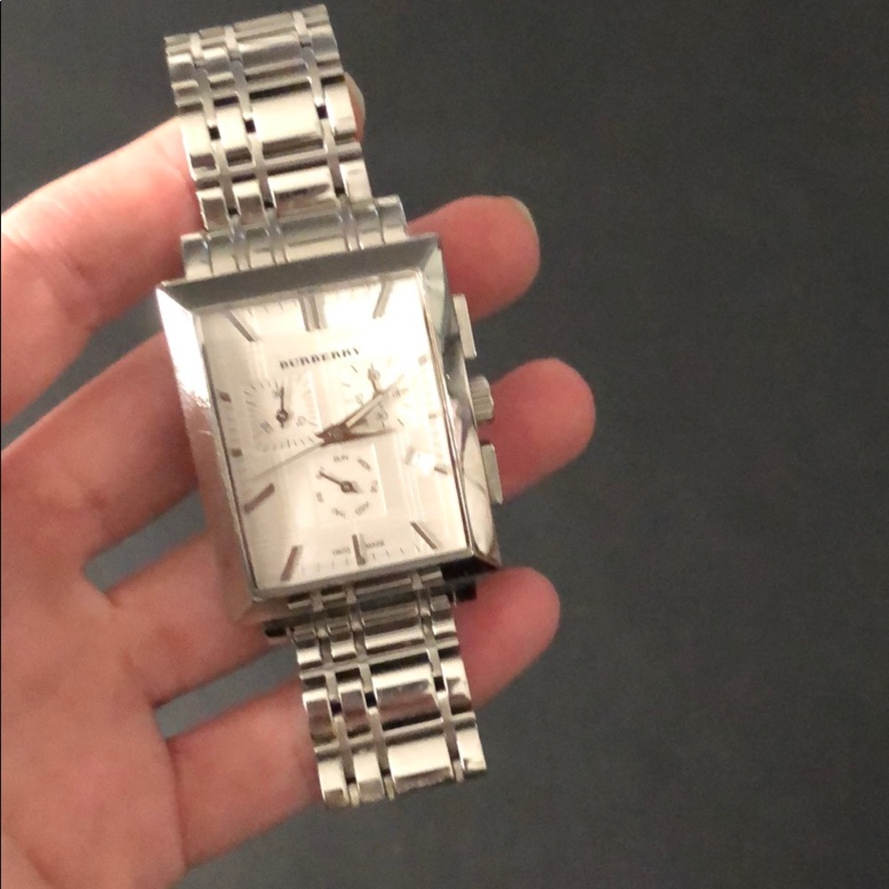 Burberry silver square watch